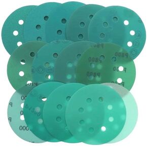 مجموعة متنوعة من 30 قطعة 5 بوصة 8 فتحات فيلم هوك وحلقة قرص صنفرة 320/400/600/800/1000/1500 صفائح رمل قرص ورق الصنفرة المستديرة الرطبة/الجافة in Kuwait