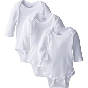 Gerber Unisex-Baby Newborn 3 Pack Longsleeve Onesie, White, Newborn
