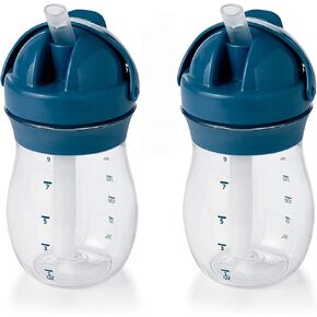 OXO TOT Transitions Straw Cup, Navy, 9 Ounce (2 Pack)