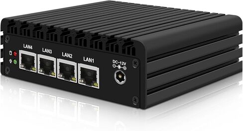 Firewall Appliance 4 Ports, 2.5G LAN Fanless Mini PC J3710 Quad Core, Support AES-NI, 8GB DDR3 RAM 128GB SSD Hardware Firewall Router Computer in Saudi Arabia