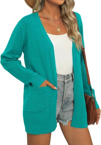 LOMON Womens Cardigan Sweaters Fall Outfits 2024 Casual Lightweight Long Sleeve Cable Knit Crochet Cardigans with Pockets in Saudi Arabia