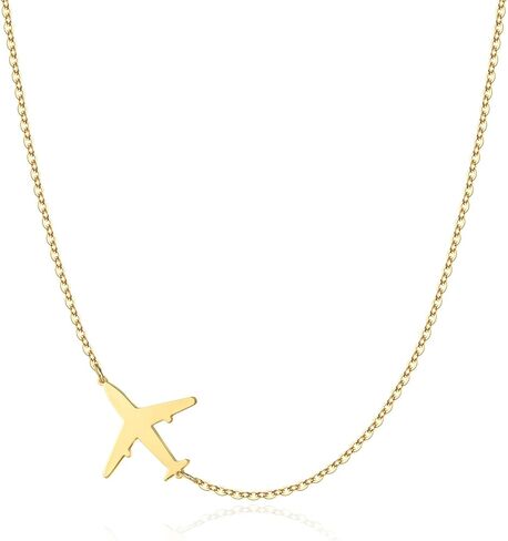 Kyerlyn 14K Gold Necklace for Women, Dainty Airplane/Swallow/Lightning Necklace Sideways Necklace Pendant Trendy for Girls Adjustable Chain Simple Choker Everyday Jewelry Gifts in Kuwait