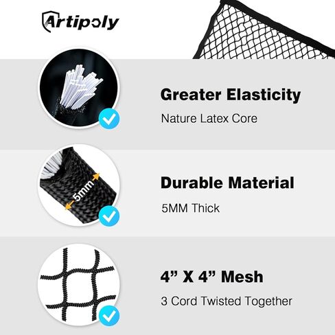 شبكة شحن مرنة للغاية، منظم شبكة شحن بسيط لسرير الشاحنة من ARTIPOLY، مقاس 4 × 4 بوصة يمتد إلى 7 × 7 بوصة، مناسب للأحمال الخفيفة اليومية للشاحنات وسيارات الدفع الرباعي والقوارب in Kuwait