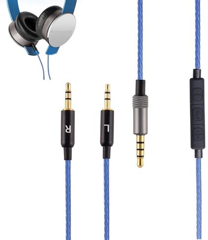 سلك تمديد سماعة الرأس Aquelo متوافق مع Sol Republic Master Tracks HD HD2 Sol Republic V8 V10 12 X3 كابل صوت بديل (أزرق) in Kuwait