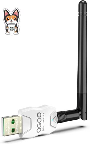 محول بلوتوث طويل المدى من الفئة 1 للكمبيوتر الشخصي، محول بلوتوث QGOO USB للكمبيوتر الشخصي 5.3+EDR، جهاز استقبال بلوتوث دونجل يدعم Windows10/8.1/8/7 (أبيض-030) in Saudi Arabia