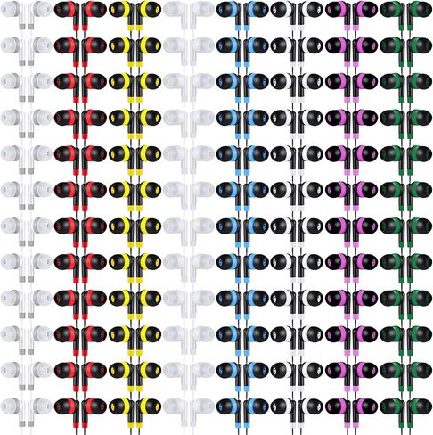 Konohan 160 Packs Bulk Earbuds with Wire Kids Earphones Classroom Headphones for Students Headphones Individually Bagged, 8 Colors Ear Buds Bulk Headphones for Classroom School Library (Bright Color) in Kuwait