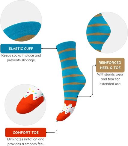 Women's Donut Socks Gift Boxes (6 Pack) - Fun, Colorful, and Super Soft Socks in Kuwait