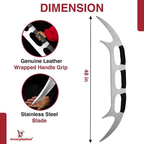 Armory Replicas™ - Star Sword of Kahless Bat'Leth - 28" Carbon Steel Blade, Two-Tone Design, Nylon Handle Wrap - Klingon Empire's Legendary Weaponry - Authentic 9th Century AD Design in Saudi Arabia