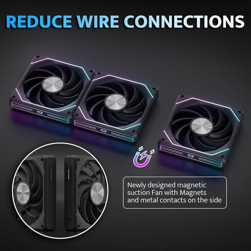 darkFlash G16 120MM Magnetic ARGB PC Case Fans - 3 Pack, Tool-Free Installation, up to 2200RPM Cooling, 4-Pin PWM, Sync with Motherboard RGB Software(Black) in Saudi Arabia