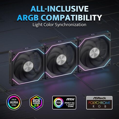 darkFlash G16 120MM Magnetic ARGB PC Case Fans - 3 Pack, Tool-Free Installation, up to 2200RPM Cooling, 4-Pin PWM, Sync with Motherboard RGB Software(Black) in Saudi Arabia