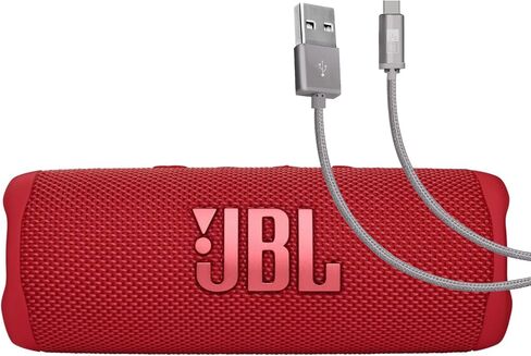 JBL Flip 6 (Gray) + Bundle with Case Logic Braided USB Type-C Charge & Sync (6 ft, Gray) in Saudi Arabia