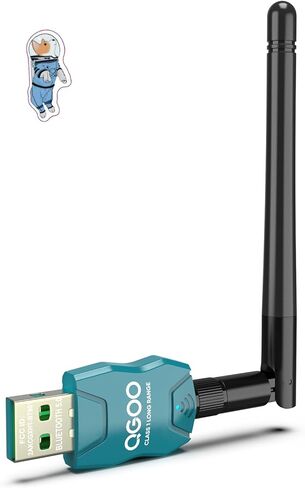 Class 1 Long Range Bluetooth Adapter for PC, QGOO USB Bluetooth Adapter for PC 5.3+EDR, Bluetooth Dongle Bluetooth Receiver Support Windows10/8.1/8/7（green-061） in Saudi Arabia
