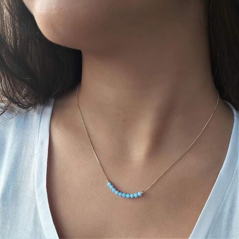 Purple Opal Beaded Necklace - Tiny 3mm Opal Bead Minimalist Jewelry - 925 Sterling Silver box chain 16 +2 Inch Extension Gift Women Girl Necklace in Saudi Arabia
