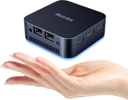 Blackview MP80 Mini PC Intel 12th N97 (حتى 3.4 جيجا هرتز)، كمبيوتر مكتبي صغير 16 جيجا بايت رام 1 تيرابايت SSD، يدعم شاشة HDMI مزدوجة 4K، واي فاي مزدوج، BT4.2 للأعمال والمنزل والمكتب in Kuwait
