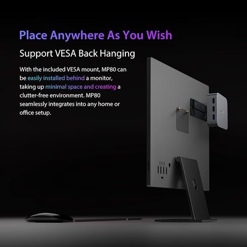Blackview MP80 Mini PC Intel 12th N97 (حتى 3.4 جيجا هرتز)، كمبيوتر مكتبي صغير 16 جيجا بايت رام 1 تيرابايت SSD، يدعم شاشة HDMI مزدوجة 4K، واي فاي مزدوج، BT4.2 للأعمال والمنزل والمكتب in Kuwait