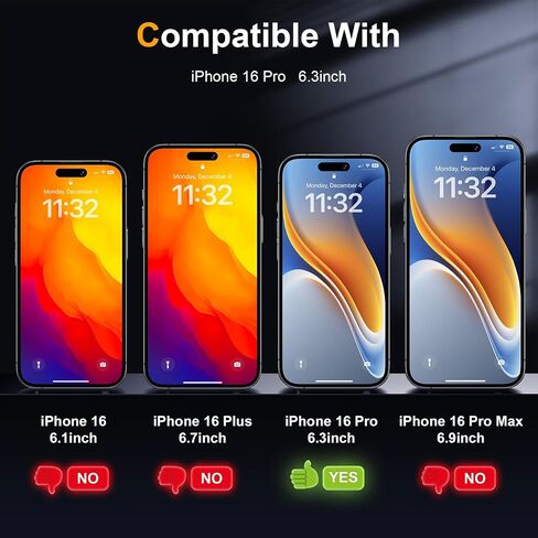 عبوتان من واقي شاشة الخصوصية غير اللامع لهاتف iPhone 16 Pro مقاس 6.3 بوصة مع أداة التثبيت، تغطية كاملة مضادة للتجسس ومضادة للوهج 9H من الزجاج المقوى، متوافق مع الجزيرة الديناميكية، صديق للحافظة in Kuwait
