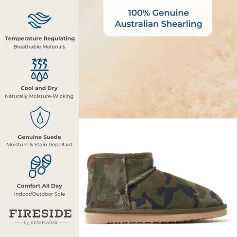 Fireside by Dearfoams Women's Riverland Genuine Shearling Fur Lined Mini Ankle Boot With Platform Slipper in Saudi Arabia