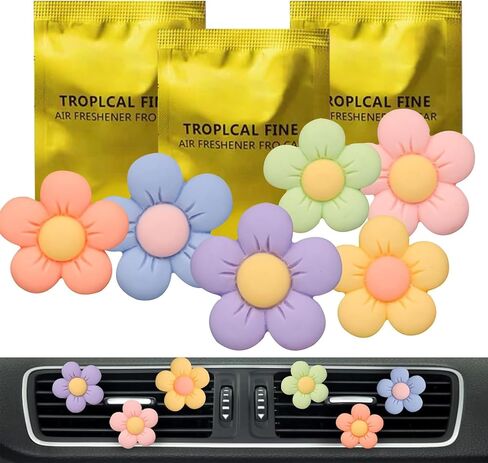 Cute Pink Car Decor Accessories for Women Teens, 6pcs Car Scent Air Fresheners Vent Clips, Girly Daisy Flower Decorations Interior Aesthetic Things Car Perfume Stuff Mothers Day Gifts for Her Mom Girl in Saudi Arabia