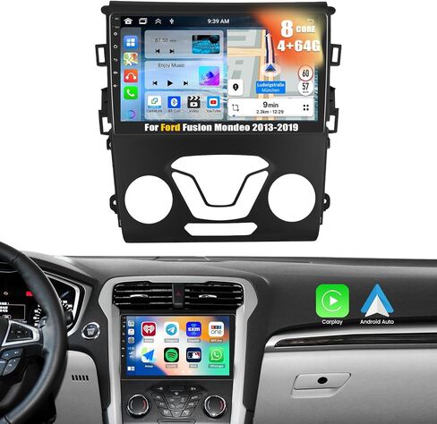 [8 Core 4G+64G] Android 13 Car Stereo for Ford Fusion Mondeo 2013-2019 with Wireless Apple Carplay Android Auto,9'' Touchscreen Car Radio with WiF/GPS Navigation,Bluetooth,FM/RDS,SWC+Backup Camera in Saudi Arabia