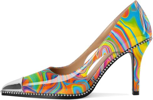 Mettesally Women's High Heel Pumps Beaded Closed Toe Dressy Shoes Size 5-13 | Handmade Sliver Cap Toe Pointy Stiletto Slip on Pumps 3.5 Inches Comfy Elegant Heeled Dress Ladies Shoes for Daily Party in Saudi Arabia