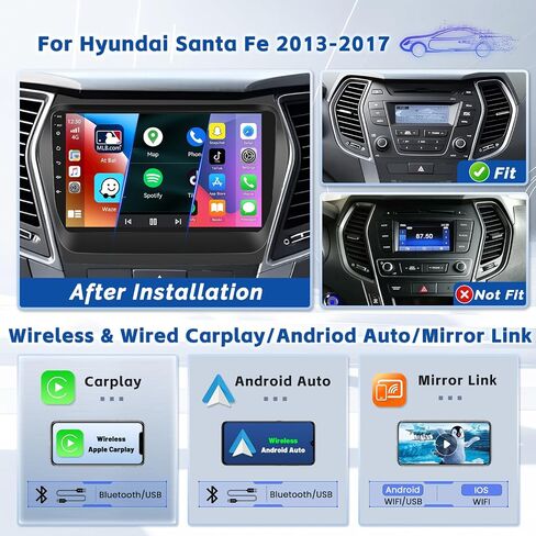 [8-Core 4+64G] Ohradio Android 13 for 2013-2017 Hyundai Santa Fe Car Stereo, Wireless CarPlay Santa Fe Radio Android Auto, 9'' Touchscreen Car Radio GPS Mirror Link WiFi Backup Camera Bluetooth FM RDS in Saudi Arabia