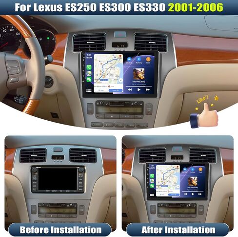 [4+64G] ستيريو سيارة 8-Core Android 13 لسيارة Lexus ES250 ES300 ES330 2001-2006 مع Apple Carplay&Android Auto، راديو سيارة 9 بوصة مع رابط مرآة بلوتوث FM/RDS WiFi GPS SWC مزدوج USB + كاميرا احتياطية in Saudi Arabia