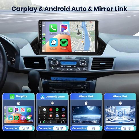 Hodozzy 4G+64G 8 Core Android Car Stereo for Honda Odyssey 2010-2017 راديو مع Carplay وAndroid Auto، 9 بوصة IPS شاشة تعمل باللمس راديو السيارة مع GPS، DSP، بلوتوث، WiFi، وصلة مرآة، FM، كاميرا احتياطية in Saudi Arabia