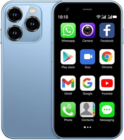 SOYES XS15 3G Mini Smartphone 3.0 Inch WiFi GPS China Mobile RAM 2GB ROM 16GB Quad Core Android 8.1 Cell Phones 3D Glass Slim Body Dual Sim Cute Palm Smartphone (Light Blue) in Saudi Arabia