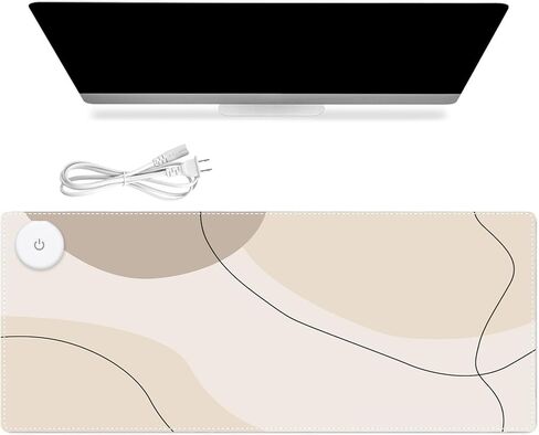 iCasso Heated Mouse Pad Hand Warmer, XXL Heated Desk Pad, Electric Warm Desk Mat with 3 Heating Levels for Computer Keyboard, 35.4" x 15.7" Large Mousepad for Home Office Work (Brown Art) in Kuwait