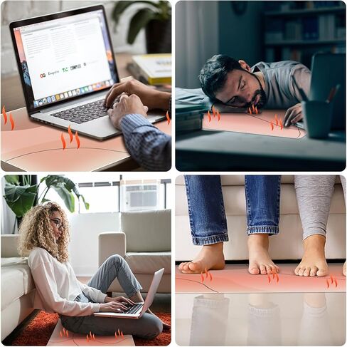 iCasso Heated Mouse Pad Hand Warmer, XXL Heated Desk Pad, Electric Warm Desk Mat with 3 Heating Levels for Computer Keyboard, 35.4" x 15.7" Large Mousepad for Home Office Work (Brown Art) in Kuwait