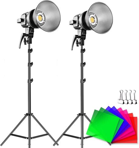GVM 80W فيديو ضوء مع Bowens Mount 2PCS LED ضوء فيديو مستمر مع حامل ثلاثي القوائم إخراج مستمر 13000Lux@0.5m إضاءة التصوير الفوتوغرافي في ضوء النهار لاستوديو YouTube تسجيل الفيديو في الهواء الطلق in Kuwait