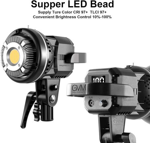 GVM 80W فيديو ضوء مع Bowens Mount 2PCS LED ضوء فيديو مستمر مع حامل ثلاثي القوائم إخراج مستمر 13000Lux@0.5m إضاءة التصوير الفوتوغرافي في ضوء النهار لاستوديو YouTube تسجيل الفيديو في الهواء الطلق in Kuwait