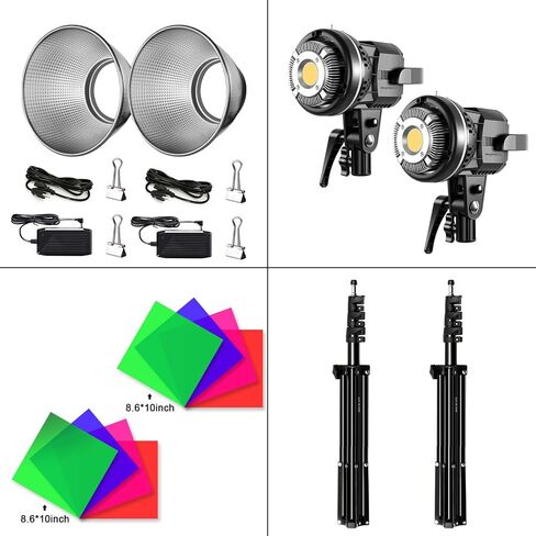 GVM 80W فيديو ضوء مع Bowens Mount 2PCS LED ضوء فيديو مستمر مع حامل ثلاثي القوائم إخراج مستمر 13000Lux@0.5m إضاءة التصوير الفوتوغرافي في ضوء النهار لاستوديو YouTube تسجيل الفيديو في الهواء الطلق in Kuwait