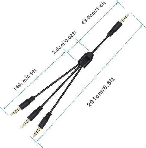 3.5mm Headphone Splitter 1 to 3-Ways 3.5mm (1/8") TRRS 4-Pole Gold Plated Male to 3-Male Stereo Audio Splitter Cable for Headphone and Speakers(2M/78In) in Kuwait
