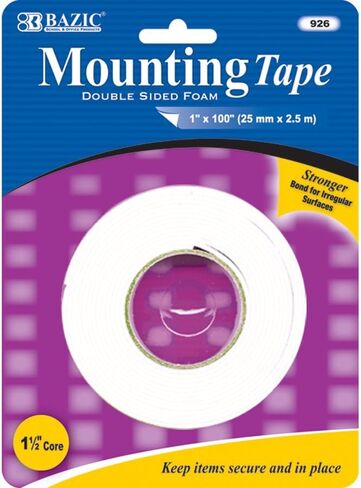 BAZIC Products 1"" X 20 Yard (720"") Double Sided Tape, Clear Sticky Adhesive Tapes, for Home Office Decor Gift Wrap, 1-Pack" in Saudi Arabia