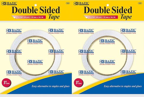 BAZIC Products 1"" X 20 Yard (720"") Double Sided Tape, Clear Sticky Adhesive Tapes, for Home Office Decor Gift Wrap, 1-Pack" in Saudi Arabia
