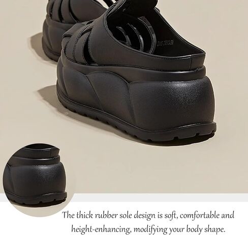 Women'S Leather Braided Platform Heightened Mule Sandals Comfortable Closed Wide Toe Cloud Chunky Platform Non-Slip Half Slingback Dress Slippers Casual Summer Mule Clogs in Saudi Arabia