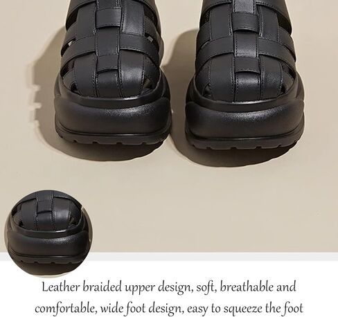 Women'S Leather Braided Platform Heightened Mule Sandals Comfortable Closed Wide Toe Cloud Chunky Platform Non-Slip Half Slingback Dress Slippers Casual Summer Mule Clogs in Saudi Arabia