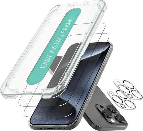 Smartish® واقيات شاشة من الزجاج المقوى مكونة من قطعتين لهاتف iPhone 16 Pro - ورقة Tuff - إطار سهل التثبيت 9H [مقاوم للخدش] صديق للحافظة - جزيرة ديناميكية لهاتف Apple iPhone 16 Pro - عبوة شفافة مكونة من قطعتين in Kuwait