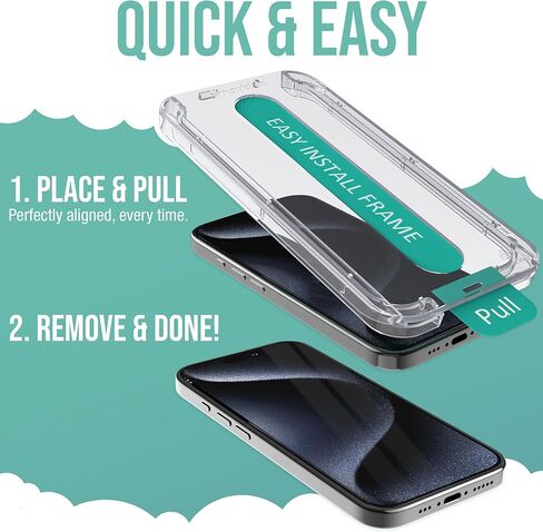 Smartish® واقيات شاشة من الزجاج المقوى مكونة من قطعتين لهاتف iPhone 16 Pro - ورقة Tuff - إطار سهل التثبيت 9H [مقاوم للخدش] صديق للحافظة - جزيرة ديناميكية لهاتف Apple iPhone 16 Pro - عبوة شفافة مكونة من قطعتين in Kuwait