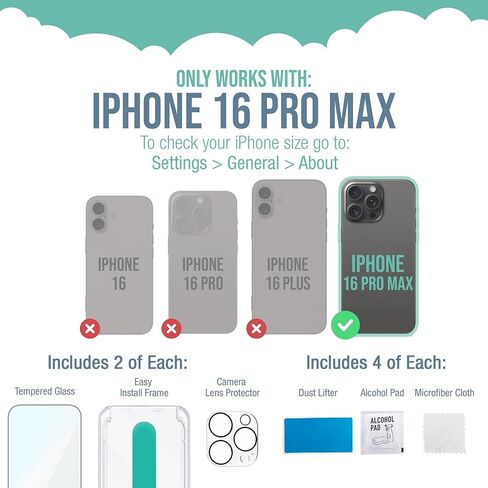 Smartish® واقيات شاشة من الزجاج المقوى مكونة من قطعتين لهاتف iPhone 16 Pro - ورقة Tuff - إطار سهل التثبيت 9H [مقاوم للخدش] صديق للحافظة - جزيرة ديناميكية لهاتف Apple iPhone 16 Pro - عبوة شفافة مكونة من قطعتين in Kuwait