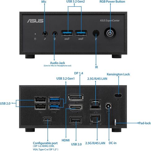 نظام كمبيوتر صغير ASUS ExpertCenter PN42 بدون مروحة مع معالج N100 رباعي النواة، وذاكرة وصول عشوائي سعتها 4 جيجابايت، وM.2 128G SSD، وWiFI 6E، ودعم ثلاثي 4K، وشبكة LAN واحدة، وdTPM، ونظام التشغيل Windows 11 Pro in Saudi Arabia