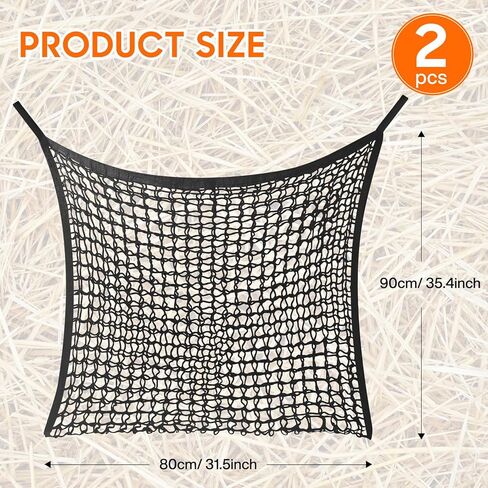WEEKSUN 2 PCS Slow Feed Hay Net, Hay Bags for Horses with Large Capacity, Horse Feed Bag Easy to Hang, Hay Nets for Horses for Horse Feeder Full Day Feeding Horses Goat Stall Trailer (31.5" x 35.1") in Kuwait