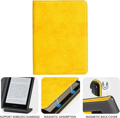 CoBak Case with Stand for Kindle Paperwhite - Durable PU Leather Cover with Auto Sleep Wake, Card Slot, Hand Strap Feature - Fits Kindle Paperwhite 11th Generation 6.8" Signature Edition 2021 Released in Saudi Arabia