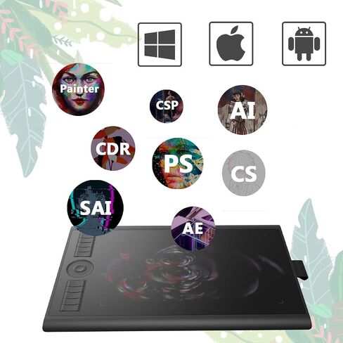 GAOMON M10K PRO Dail and Tilt Supported Pen Tablet with 8192 Battery-Free Pen and 10 Keys -10 x 6 Digital Drawing Graphics Tablet for Android Win Mac OS in Saudi Arabia