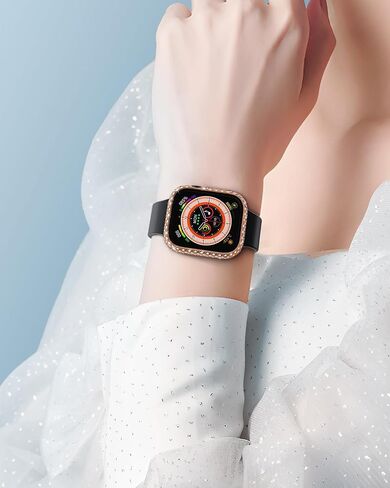 Diamonds Hard Case Compatible for Apple Watch 45mm Screen Protector, Advanced Shine Watch Case for Wommen with Tempered Glass Film for Apple Watch 7/8/9 in Kuwait