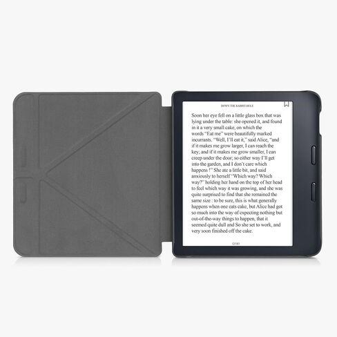 حافظة kwmobile Origami متوافقة مع Kobo Libra 2 - حافظة نحيفة من جلد البولي يوريثان الفاخر مع حامل - أسود للسفر/متعدد الألوان in Saudi Arabia