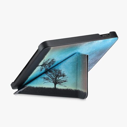 حافظة kwmobile Origami متوافقة مع Kobo Libra 2 - حافظة نحيفة من جلد البولي يوريثان الفاخر مع حامل - أسود للسفر/متعدد الألوان in Saudi Arabia