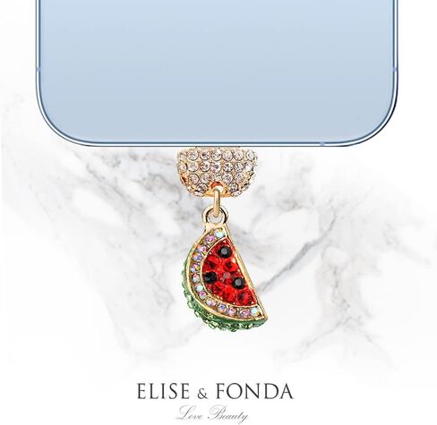 ELISE & FONDA CP364 منفذ شحن USB كريستال مضاد للغبار قابس هاتف بطيخ صغير لهاتف iPhone 13/12/11/ XS MAX/XR/X/8 Plus/7/6S/8/SE iPad iPod in Saudi Arabia