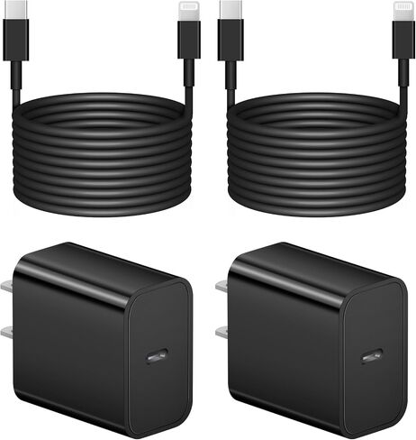 10 Ft iPhone Fast Charger, 2-Pack 20W Super Fast Charger with Long Fast Charging Cable for iPhone 14/13/12/11 Pro Max,14 Plus,Mini,Pro/XS/SE/XR/iPad - Black in Saudi Arabia